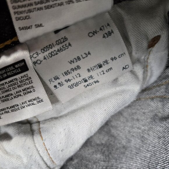 Levi's 501 Jeans Mens 38x34 Black Straight Leg Classic Button Fly American Denim - Picture 11 of 14